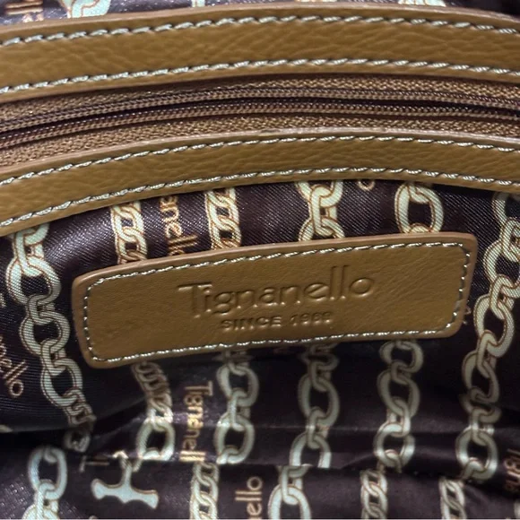 Tignanello Brown Leather Top Handle Satchel Purse Silver Hardware - Picture 10 of 11